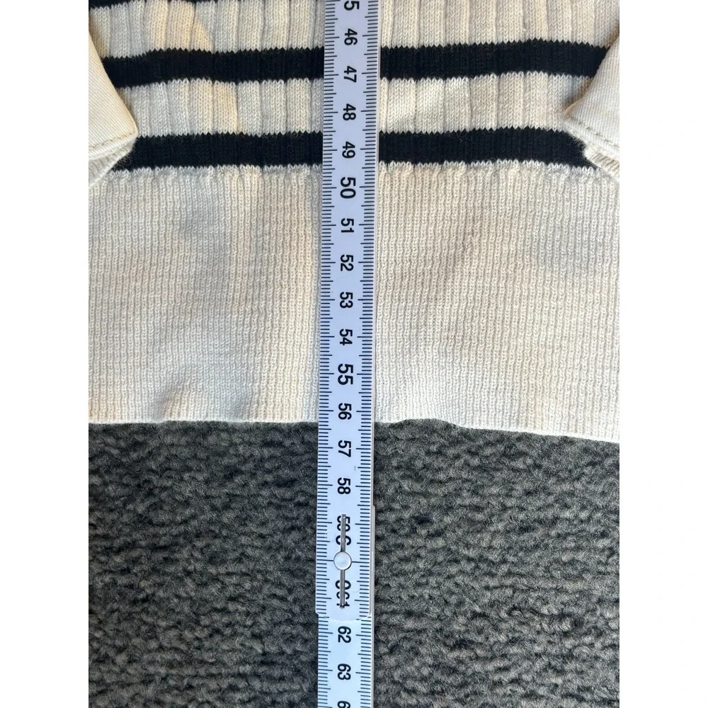 Ralph Lauren Sweater Women's Small Petites Black White Striped Cotton Pullover